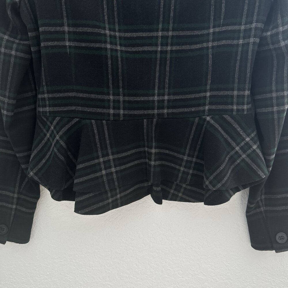 Grace Elements Womens Blazer Sz. 4 Black Plaid Ruffle Back Preppy Old Money 90s - Picture 4 of 12